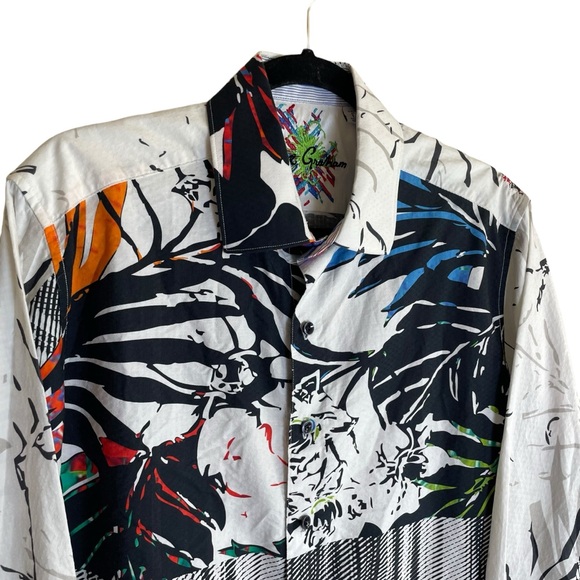 Robert Graham Passion Flower Multicolor Print Long Sleeve Button Down Mens Large - Picture 5 of 9